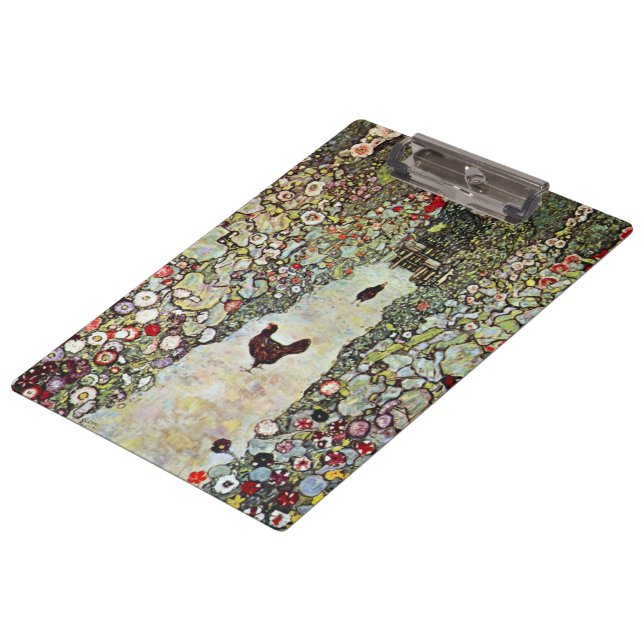 Garden Path w Chickens, Gustav Klimt, Art Nouveau Clipboard (Angled)