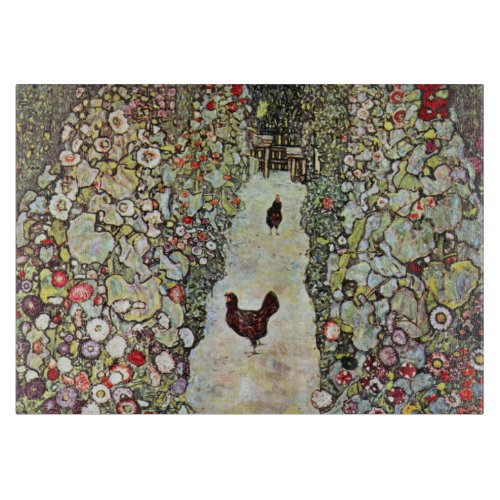 Garden Path w Chickens Gustav Klimt Art Nouveau Cutting Board