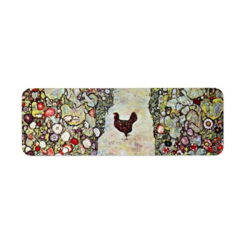 Garden Path w Chickens Gustav Klimt Art Nouveau Label