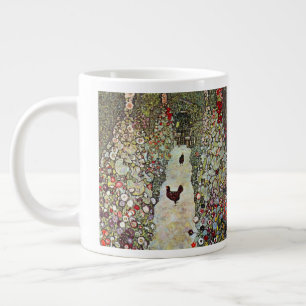 Garden Path w Chickens, Gustav Klimt, Art Nouveau Large Coffee Mug