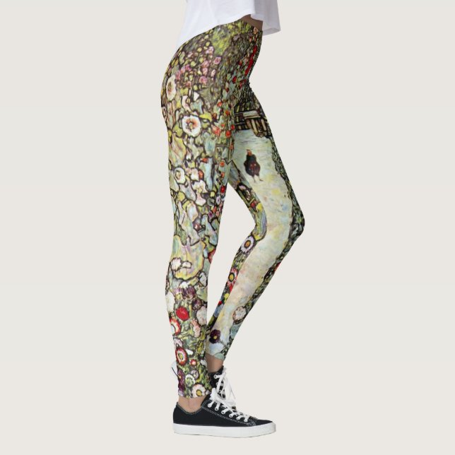 Garden Path w Chickens, Gustav Klimt, Art Nouveau Leggings (Right)