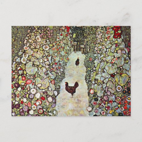 Garden Path w Chickens Gustav Klimt Art Nouveau Postcard