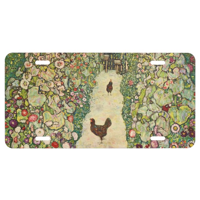 Garden Path with Chickens by Gustav Klimt License Plate (Front)