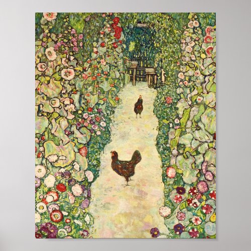 Garden Path with Chickens by Gustav Klimt Poster