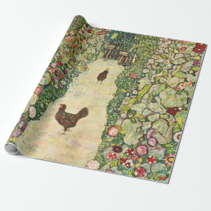 Garden Path with Chickens by Gustav Klimt Wrapping Paper