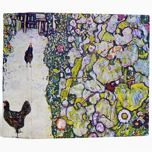 Garden Path with Chickens, Gustav Klimt 3 Ring Binder (Front/Spine)