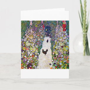 Garden Path with Chickens, Gustav Klimt Card