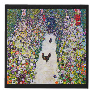 Garden Path with Chickens, Gustav Klimt Faux Canvas Print