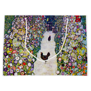 Garden Path with Chickens, Gustav Klimt Large Gift Bag