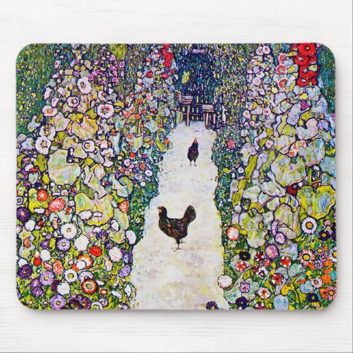 Garden Path with Chickens Gustav Klimt Mouse Pad