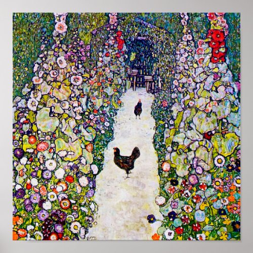 Garden Path with Chickens Gustav Klimt Poster