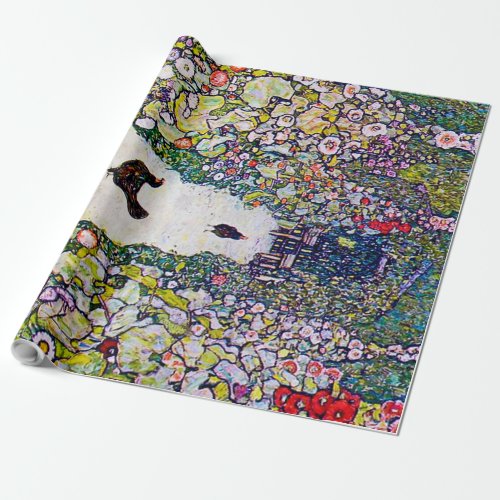 Garden Path with Chickens Gustav Klimt Wrapping Paper