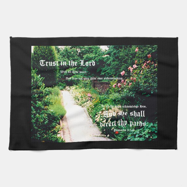Garden Path with Proverbs 3:5-6 Kitchen Towel (Horizontal)