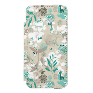 Garden Pattern Wallet Case For iPhone SE/5/5s