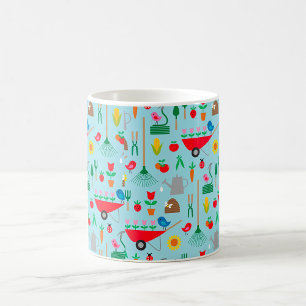Garden Pattern Spring Flowers and Gardening Tools Coffee Mug
