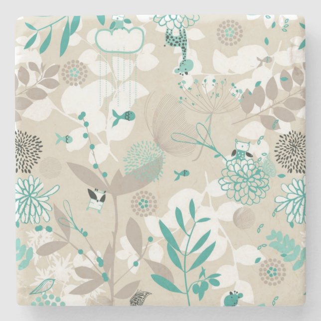 Garden Pattern Stone Coaster (Front)