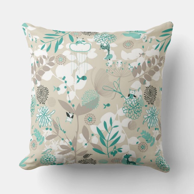 Garden Pattern Throw Pillow (Front)