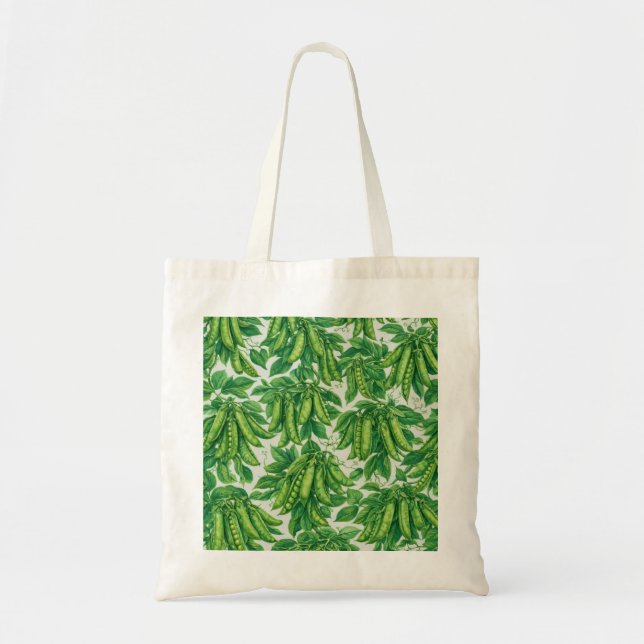 Garden Pea Pods Botanical Vegetable Pattern Tote Bag (Front)