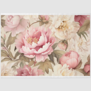 Garden Peonies Tissue or Decoupage Paper