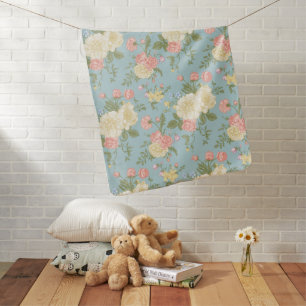 Garden Peony Floral Pattern Baby Blanket