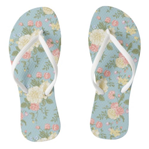 Garden Peony Floral Pattern Flip Flops