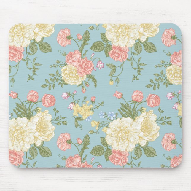 Garden Peony Floral Pattern Mouse Pad (Front)