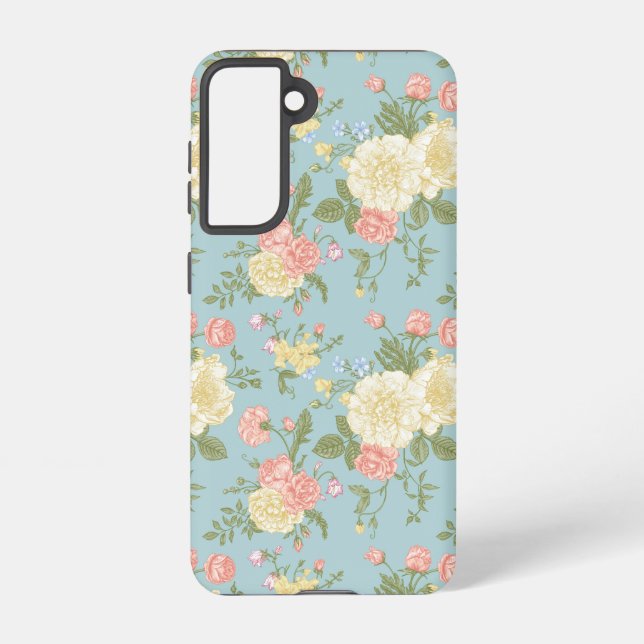 Garden Peony Floral Pattern Samsung Galaxy Case (Back)