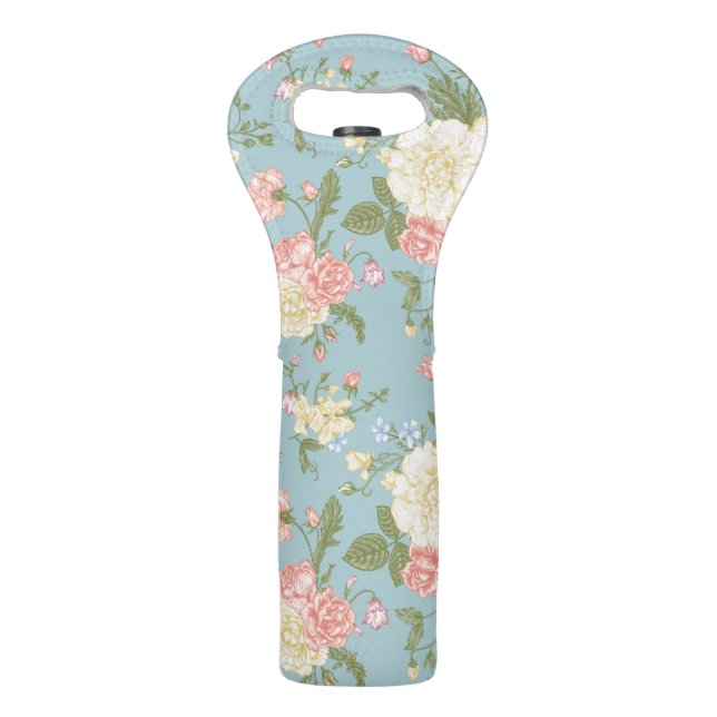 Garden Peony Floral Pattern Wine Bag (Front)