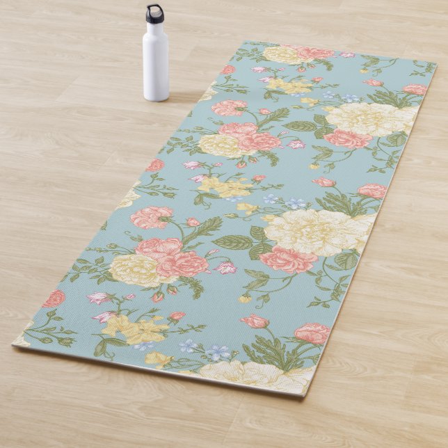 Garden Peony Floral Pattern Yoga Mat (In Situ)