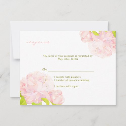 Garden Peony Pink Wedding RSVP Card
