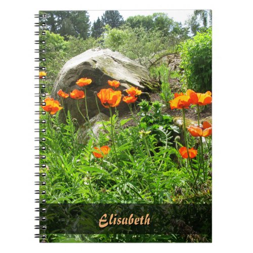 Garden Photo Lush Park Spring Poppies any Name Notebook