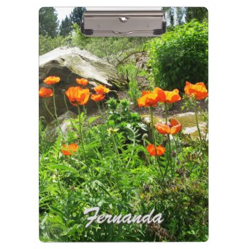 Garden Photo Lush Park Spring Poppies Any Text Clipboard by KreaturFlora at Zazzle
