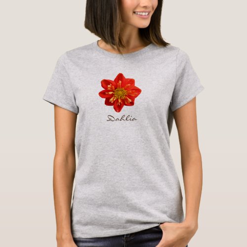 Garden Photo Orange Dahlia Flower Text T_Shirt