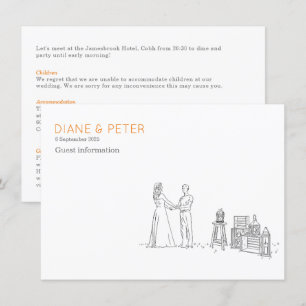 Garden Picnic Minimalist Black and White Wedding Enclosure Card