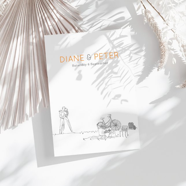 Garden Picnic Minimalist Black and White Wedding  Invitation (Creator Uploaded)