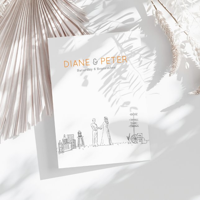 Garden Picnic Minimalist Black and White Wedding  Invitation (Creator Uploaded)