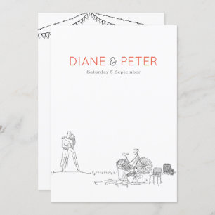 Garden Picnic Minimalist Black and White Wedding  Invitation