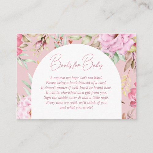 Garden Pink Floral Baby Book Request Enclosure Card