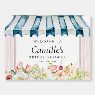 Garden Pink Floral Bridal Shower Welcome Sign
