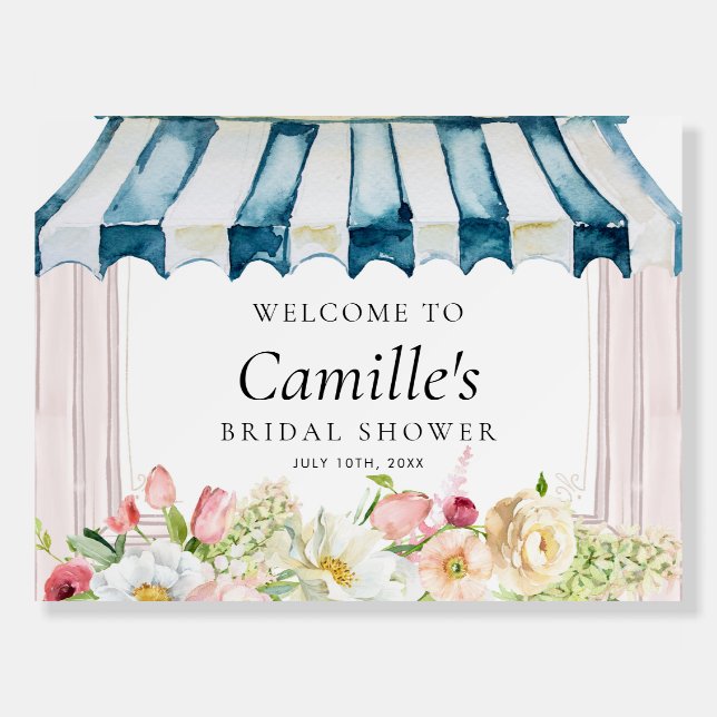 Garden Pink Floral Bridal Shower Welcome Sign (Front)