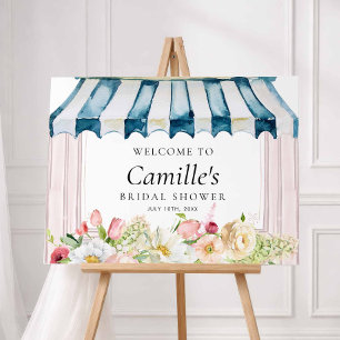 Garden Pink Floral Bridal Shower Welcome Sign