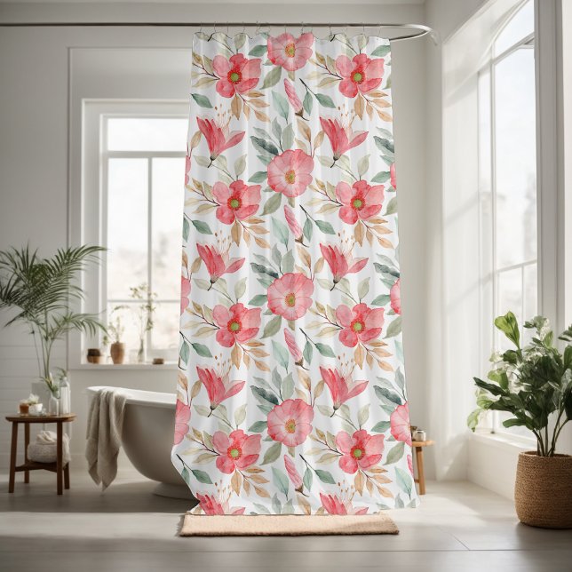 Garden pink floral decorative eye-catching  shower curtain (Creator Uploaded)