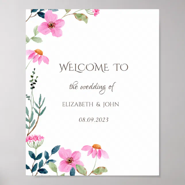 Garden Pink Flowers Poster | Zazzle