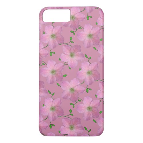 Garden Pink Geranium Flower on any Color iPhone 8 Plus7 Plus Case