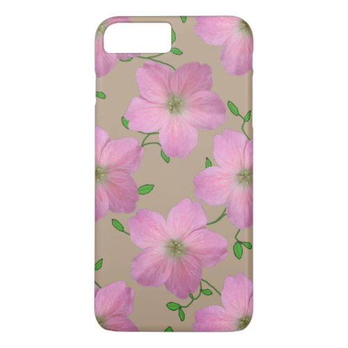 Garden Pink Geranium Flower on any Color iPhone 8 Plus7 Plus Case