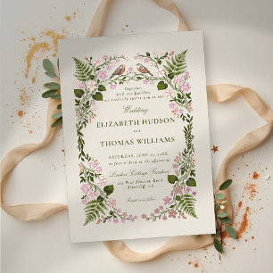 Garden Pink Green Floral Elegant Rose Gold Wedding Foil Invitation