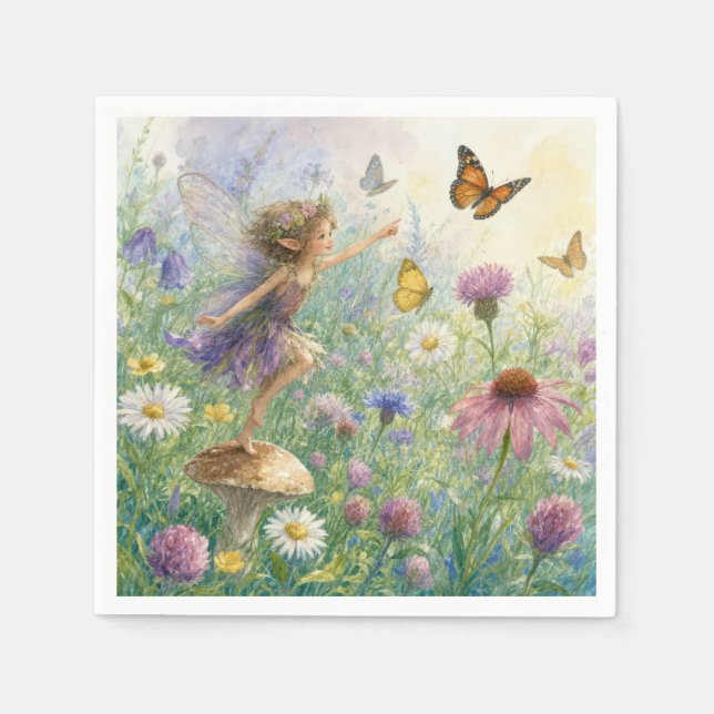 Garden Pixie with Butterflies Napkins (Front)