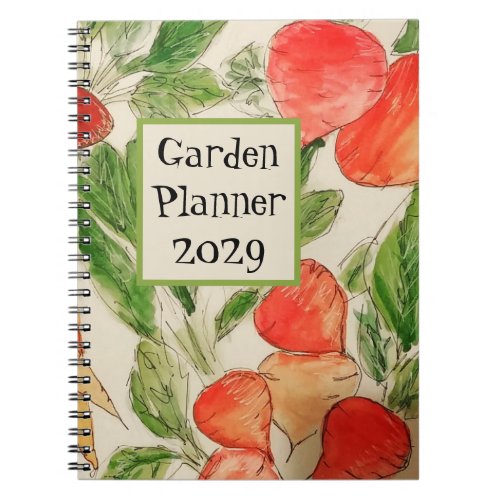 Garden Planner with watercolor of vegetables Notebook