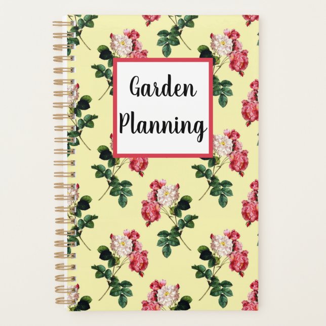 Garden Planning Vintage Yellow Flower Pattern Planner (Front)