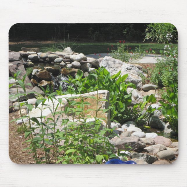 Garden Pond Waterfall Mouse Pad (Front)